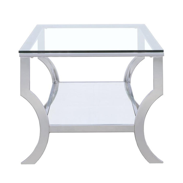 Saide - Rectangular Coffee Table With Mirrored Shelf - Chrome