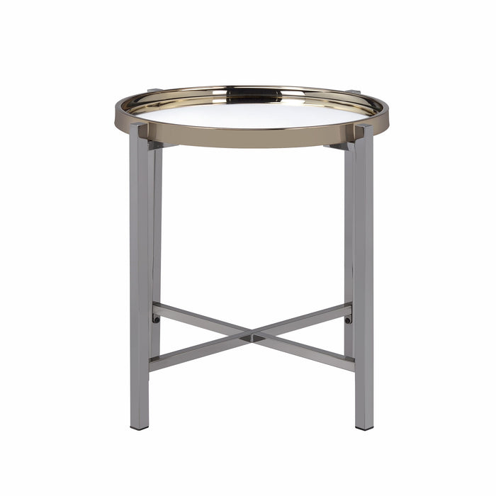 Edith - Round End Table - Dark Nickel