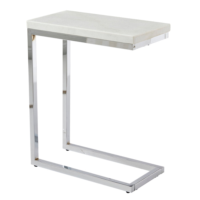 Echo - White Marble Top Chairside Table - White