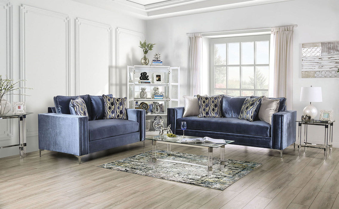 Jodie - Sofa - Satin Blue / Silver