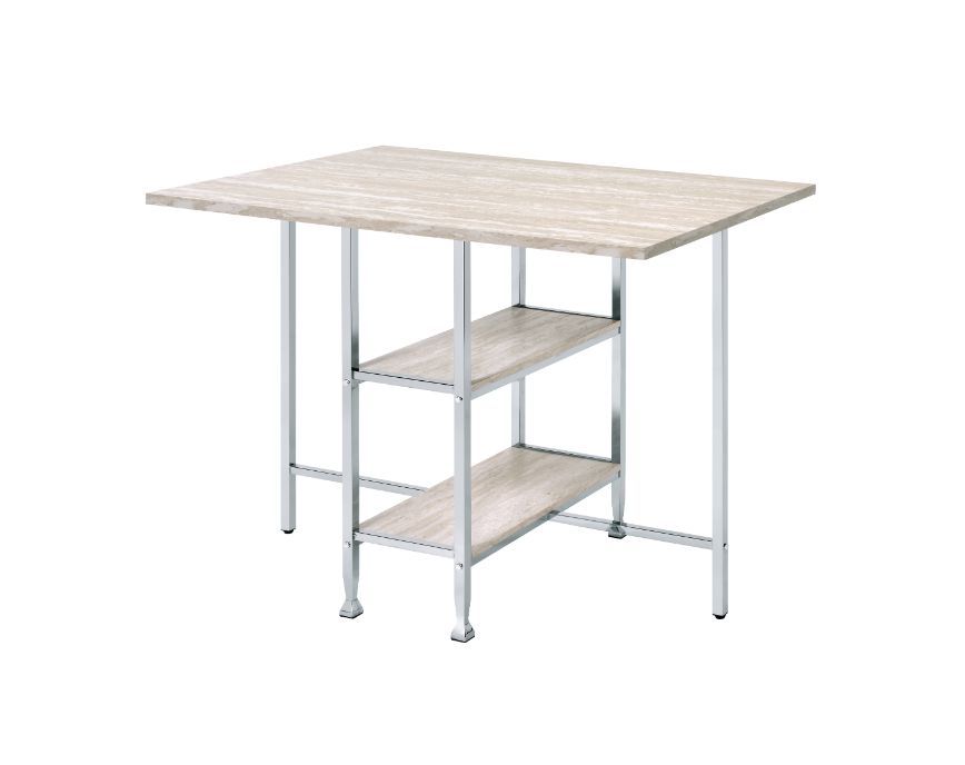 Raine - Counter Height Table - Antique White & Chrome Finish