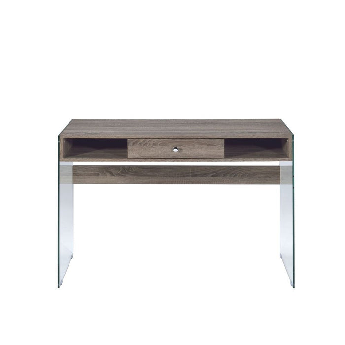 Armon - Desk - Gray Oak & Clear Glass