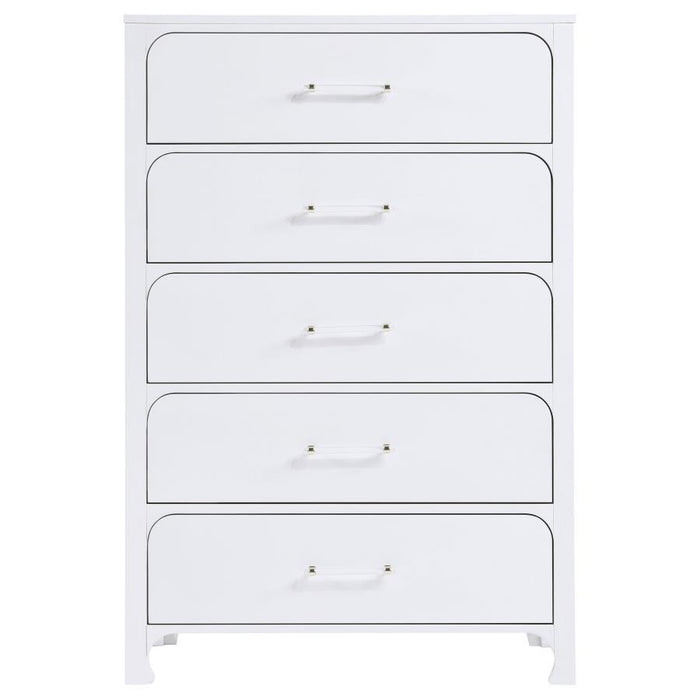 Anastasia - 5-Drawer Bedroom Chest - Pearl White