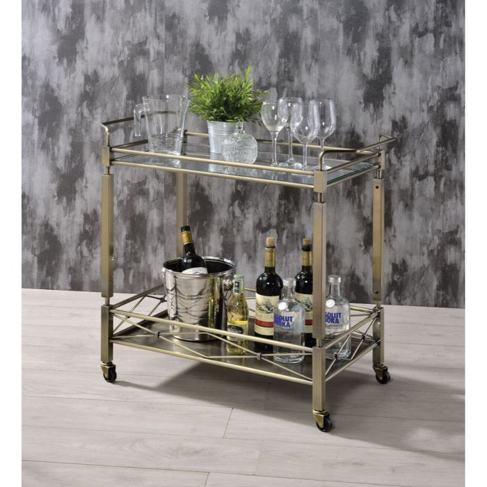 Matiesen - Serving Cart - Antique Gold & Clear Glass