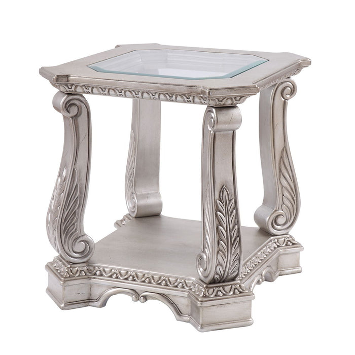 Northville - End Table - Antique Silver & Clear Glass