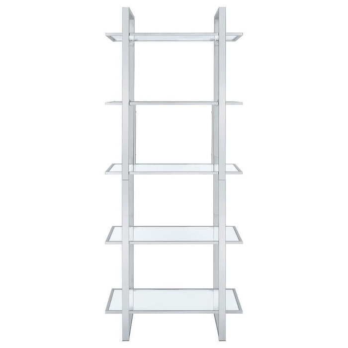 Hartford - 5-Shelf Glass Bookshelf - Chrome