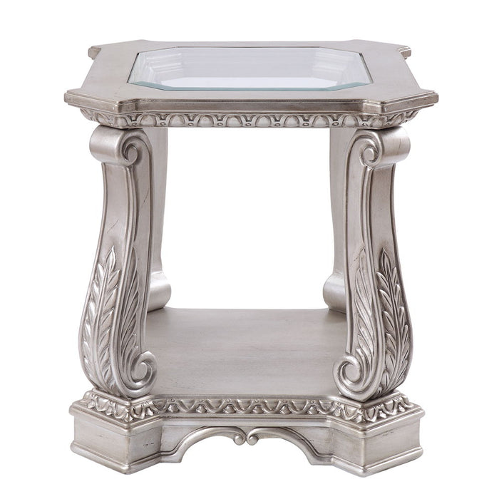 Northville - End Table - Antique Silver & Clear Glass