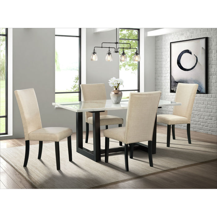 Felicia - Dining Table With White Marble Top - Dark