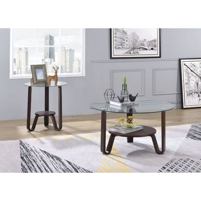 Darby - End Table - Dark Walnut & Clear Glass