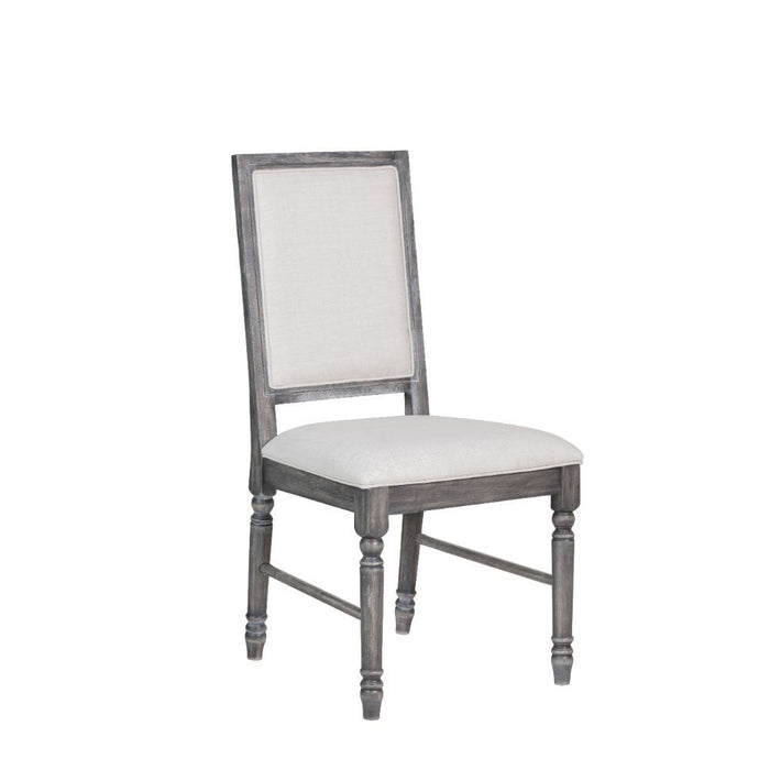 Leventis - Side Chair (Set of 2) - Cream Linen & Weathered Gray