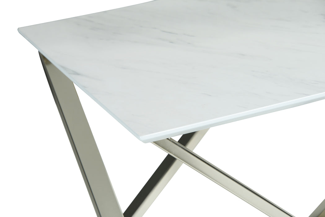 Zurich - End Table With Faux White Marble Top - White