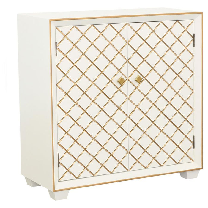 Belinda - 2 Door Storage Accent Cabinet - White And Gold