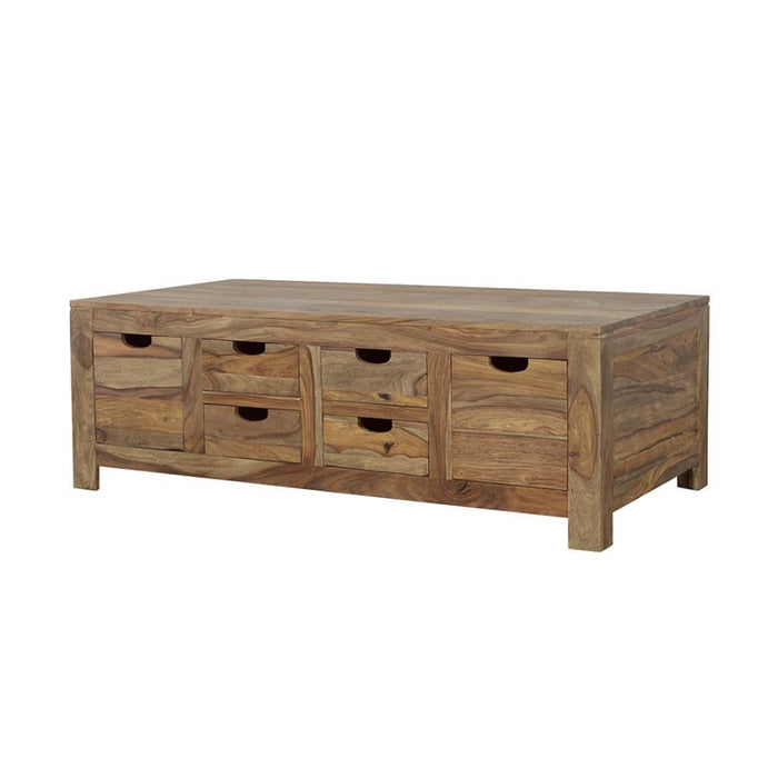 Esther - 6-Drawer Solid Wood Coffee Table - Natural