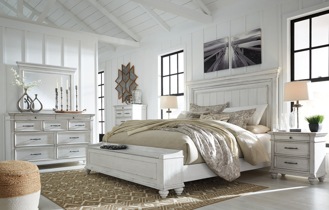 Kanwyn King Panel Bed with Storage with Mirrored Dresser