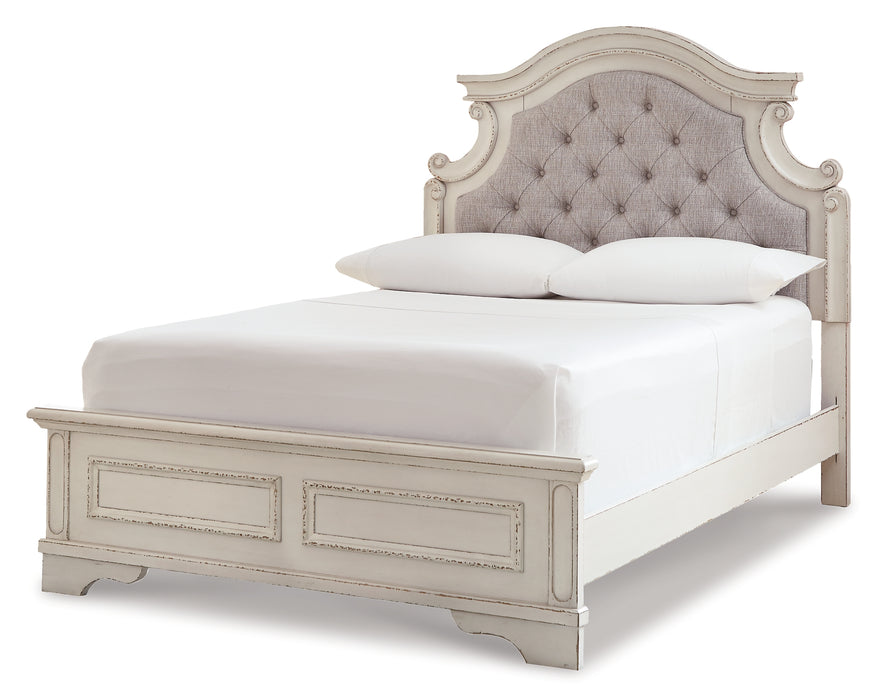 Realyn Full Panel Bed with Mirrored Dresser, Chest and Nightstand