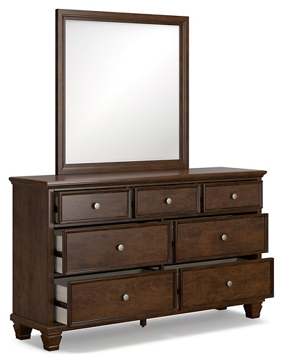 Danabrin King Panel Bed with Mirrored Dresser