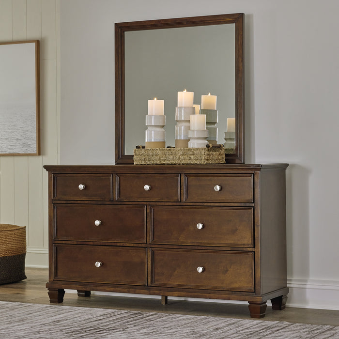 Danabrin Full Panel Bed with Mirrored Dresser, Chest and Nightstand